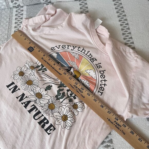 Messy Buns Lazy Days Graphic Tee Daisies Nature Pink Women's Desert Sunset - Picture 8 of 8